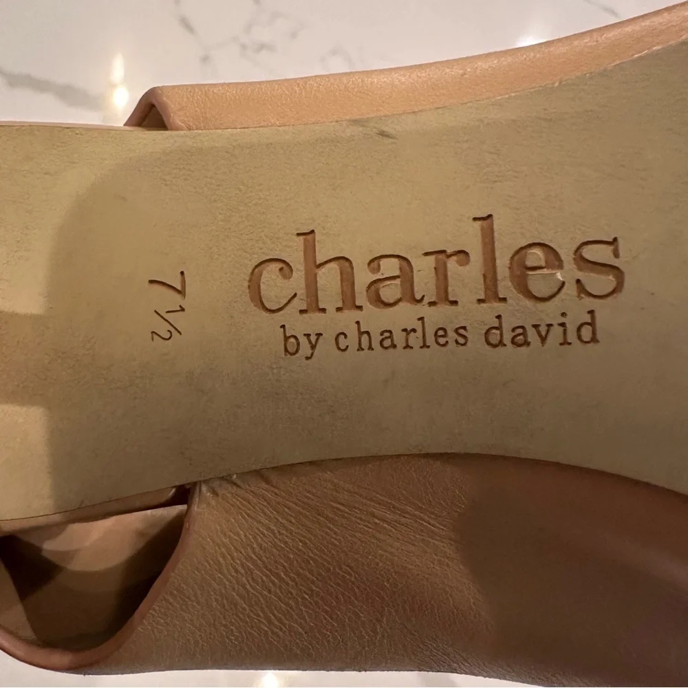 Charles David Womens Imperial Sandal Open Toe Bootie Sz 7.5 Tan Slingback Heels